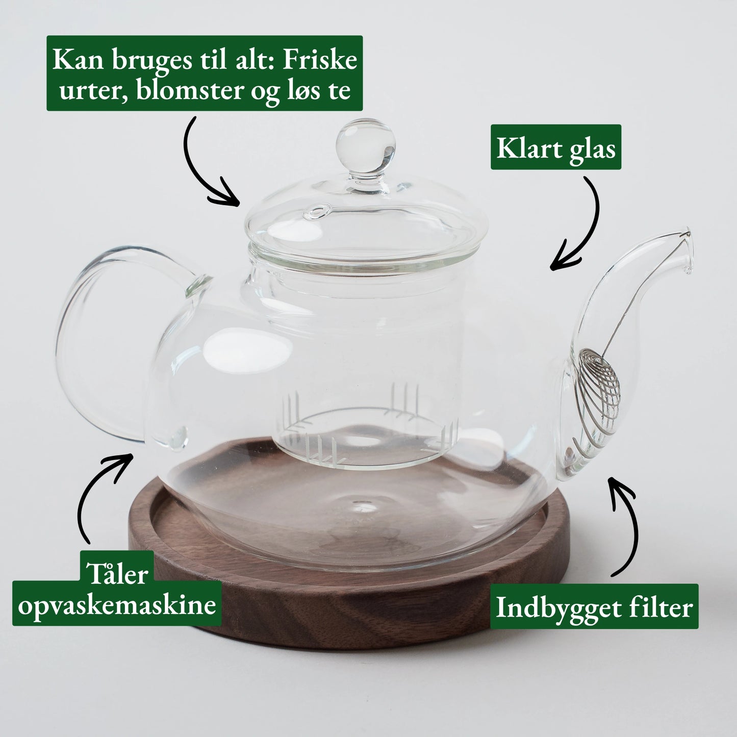 Glas tekande med filter